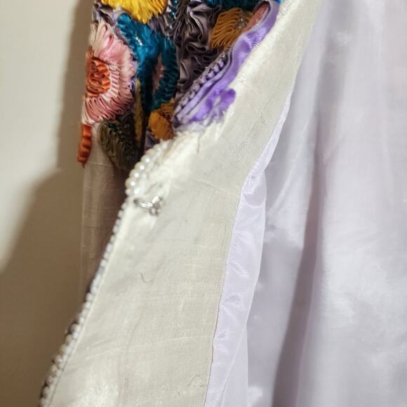 Precious Moments vintage 100% silk ribbon and beaded blazer woman's size M / L - Picture 9 of 16